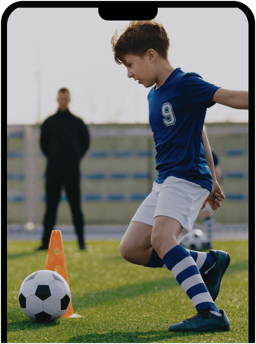 U-Pro mobile app interface showing soccer training exercises and progress tracking